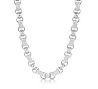 Opulent Shine: Silver-Plated XXL Gypsy Link Belcher Chain - 24" Length, 213g Weight - Albert Clasp - Bling King London