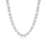 Opulent Silver-Plated 10mm Gypsy Link Belcher Chain - Finest Stones, Adjustable 22" Length, 130g Weight, Albert Clasp Crafted with Precision - Bling King London
