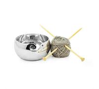 Opulent Silversmith Unbreakable Aluminum Metal Yarn Storage Bowl Nickel Plated for Skeins Hanks & Balls | Knitting & Crochet Notions | Nagina International (Aluminum, Large)