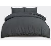 OpulentDreams Duvet Cover Set - Soft Microfibre - Plain Bedding Set with Quilt Cover and Two Pillowcases (Grey, Super King)