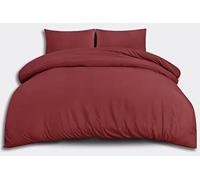 OpulentDreams Duvet Cover Set - Soft Microfibre - Plain Bedding Set with Quilt Cover and Two Pillowcases (Burgundy, Double)
