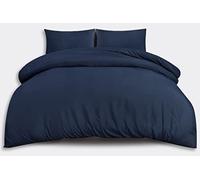 OpulentDreams Duvet Cover Set - Soft Microfibre - Plain Bedding Set with Quilt Cover and Two Pillowcases (Navy, Double)