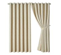 OpulentDreams Jacquard Curtains - Heavy Ring Top Window Curtains for Bedroom & Living Room - Fully Lined - Includes Two Tie Backs - Pair of Panels (Cream 1 - Eyelet, 66" x 72" (167 x 183 cm))