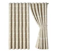 OpulentDreams Jacquard Curtains - Heavy Ring Top Window Curtains for Bedroom & Living Room - Fully Lined - Includes Two Tie Backs - Pair of Panels (Cream 2 - Eyelet, 66" x 72" (167 x 183 cm))
