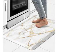 Opulentix Kitchen Mats for Floor Anti Fatigue Kitchen Mats and Rugs Cushioned Non Skid Waterproof Thick Comfort Marble Kitchen Floor Mats for Standing in Front of Sink Desk Office 17.3"x28", Gold