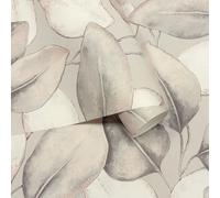 Grey Opulenza Leaf Vinyl Wallpaper Rasch 659856 Textured Finish Feature Wall