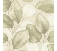 Opulenza Leaf Vinyl Wallpaper Sage Green Rasch 659870