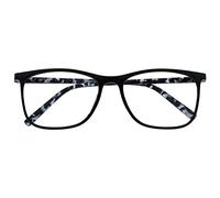 OPULIZE Arc Reading Glasses Stylish Slim Square Frame Spring Hinges Scratch Resistant Black Patterned Arms Mens Womens R66-1 +1.00