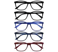 OPULIZE ART Reading Glasses for Women Men - 5 Pack - Large Rectangular Frame - Spring Hinges - Black - Blue Tortoiseshell - Dark Maroon +1.00