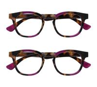 OPULIZE Ava Reading Glasses 2 Pack Flattering Rounded Frame Spring Hinges Scratch Resistant Brown Tortoiseshelll Purple Mens Womens RR62-5 +1.00