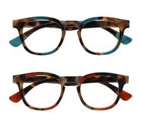 OPULIZE Ava Reading Glasses 2 Pack Flattering Rounded Frame Spring Hinges Scratch Resistant Brown Tortoiseshelll Turquoise Red Mens Womens RR62-QZ +2.50