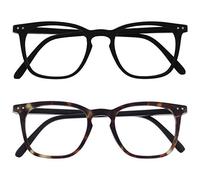 OPULIZE Bex Reading Glasses 2 Pack Large Square Cool Designer Frame Spring Hinges Scratch Resistant Matt Black Brown Mens Womens RR64-12 +1.00