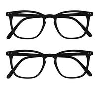 OPULIZE Bex Reading Glasses 2 Pack Large Square Cool Designer Frame Spring Hinges Scratch Resistant Matt Black Mens Womens RR64-1 +1.00