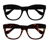 OPULIZE BIG Blue Light Blocking Glasses - Bold Oversized Round Fashion Frame - Anti-Glare Anti-Reflective Computer Gaming - 2 Pack - UV & Eyestrain Protection - Black Brown - Mens Womens