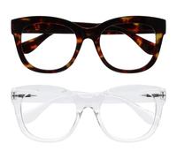 OPULIZE BIG Blue Light Blocking Glasses - Bold Oversized Round Fashion Frame - Anti-Glare Anti-Reflective Computer Gaming - 2 Pack - UV & Eyestrain Protection - Brown Clear - Mens Womens