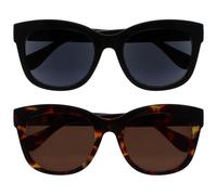OPULIZE BIG Sunglasses - Bold Fashion Frame - Black/Brown Tinted Lens - 2 Pack - Anti-reflective & Anti-Glare - Polarised Lenses With UV400 Protection - Spring Hinges - Black/Brown - Mens Womens