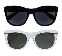 OPULIZE BIG Sunglasses - Bold Fashion Frame - Black/Green Tinted Lens - 2 Pack - Anti-reflective & Anti-Glare - Polarised Lenses With UV400 Protection - Spring Hinges - Black/Clear - Mens Womens