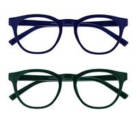 OPULIZE BLU Blue Light Blocking Glasses for Women Men - Value 2 Pack - Cool Round Frame - Anti-Glare Computer and Gaming Eyewear - UV and Eyestrain Protection - Improve Sleep - Blue Green