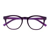 OPULIZE BLU Blue Light Blocking Reading Glasses for Women Men - Cool Round Frame - Anti-Glare Computer and Gaming Eyewear - UV and Eyestrain Protection - Improve Sleep - Purple +1.50