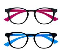 OPULIZE Bop Blue Light Blocking Glasses Kids Round Frame Protect Eyes Improve Sleep Reduce Headaches Computer Gaming Black Pink Arms Black Blue Arms Boys Girls BB47-FB