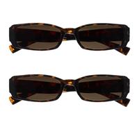 OPULIZE BOX Reading Sunglasses for Women Men - 2 Pack - Stylish Rectangular Frame - Scratch Resistant Brown Tinted Lens with UV400 Protection - Brown Tortoiseshell +3.00
