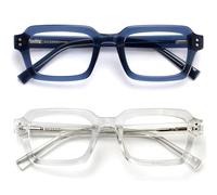 OPULIZE EDG Blue Light Blocking Reading Glasses for Women & Men,Anti-Glare Computer & Gaming Lenses,Vintage Rectangular Frame,UV & Eyestrain Protection,Blue Clear +1.50(Pack of 2 with 2 Pouches)
