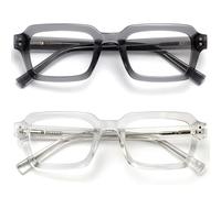 OPULIZE EDG Blue Light Blocking Reading Glasses for Women & Men,Anti-Glare Computer & Gaming Lenses,Vintage Rectangular Frame,UV & Eyestrain Protection,Grey Clear +1.50(Pack of 2 with 2 Pouches)