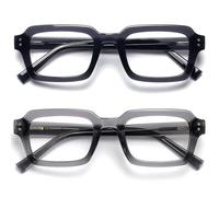 OPULIZE EDG Blue Light Blocking Reading Glasses for Women & Men,Anti-Glare Computer & Gaming Lenses,Vintage Rectangular Frame,UV & Eyestrain Protection,Black Grey +3.50(Pack of 2 with 2 Pouches)
