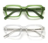 OPULIZE EDG Blue Light Blocking Reading Glasses for Women Men,Anti-reflective Anti-Glare Computer & Gaming Lenses,Vintage Rectangular Frame,UV & Eyestrain Protection,Green Clear +2.00 (Pack of 2)