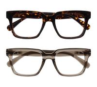 OPULIZE ERA Blue Light Blocking Reading Glasses - Anti-Reflective and Anti-Glare - 2 Pack Readers - UV400 Protection - Oversized Frame - Computer and Screen Glasses - Brown Grey - Men Women - +2.00