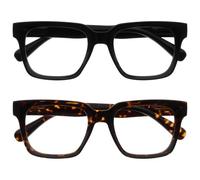 OPULIZE ERA Blue Light Blocking Reading Glasses - Anti-Reflective and Anti-Glare - 2 Pack Readers - UV400 Protection - Oversized Frame - Computer and Screen Glasses - Black Brown - Men Women - +2.50