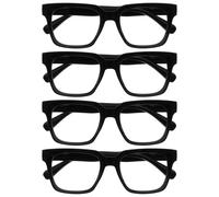 OPULIZE ERA Blue Light Blocking Reading Glasses for Women & Men-Anti-Glare-UV400 Protection-Oversized Frame-Computer Screen Glasses-Black-+3.50(Pack 4 of with 4 Pouches)