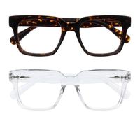 OPULIZE ERA Blue Light Blocking Reading Glasses for Women & Men-Anti-Glare-UV400 Protection-Oversized Frame-Computer and Screen Glasses-Brown Clear-+3.50(Pack 2 of with 2 Pouches)