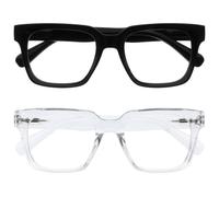 OPULIZE ERA Blue Light Glasses for Women & Men-Clear Lens-Anti-Glare-UV400 Protection-Oversized Frame-Computer and Screen Glasses-Black Clear-+0.00(Pack 2 of with 2 Pouches)