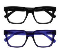 OPULIZE ERA Blue Light Glasses for Women & Men-Clear Lens-Anti-Glare-UV400 Protection-Oversized Frame-Computer and Screen Glasses-Black Blue-+0.00(Pack 2 of with 2 Pouches)