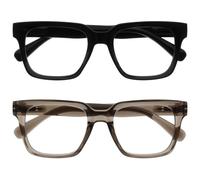 OPULIZE ERA Blue Light Glasses for Women & Men-Clear Lens-Anti-Glare-UV400 Protection-Oversized Frame-Computer and Screen Glasses-Black Grey-+0.00(Pack 2 of with 2 Pouches)