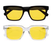 OPULIZE ERA Night Driving Glasses-Anti-Reflection Blue Light Filter-Yellow Polarised Lens-Anti-Glare Vision-UV400 Protection-Oversized Frame-Safe Driving & Outdoor Glasses for Men & Women (Pack of 2)