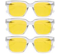 OPULIZE ERA Night Driving Glasses-Anti-Reflection Blue Light Filter-Yellow Polarised Lens-Anti-Glare Vision-UV400 Protection-Oversized Frame-Safe Driving & Outdoor Glasses for Men & Women (Pack of 3)