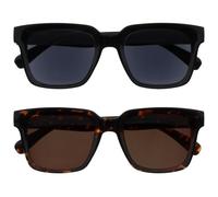 OPULIZE ERA Reading Sunglasses for Men & Women - Black/Brown Tinted Lens - 2 Pack - Anti-Reflective Anti-Glare - UV400 Protection - Oversized Rectangular Frame - Spring Hinges - Black/Brown +3.50