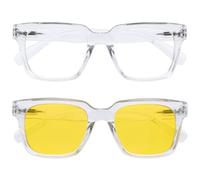 OPULIZE ERA Screen & Outdoor Pack - Blue Light Glasses - Clear & Yellow Polarised Lenses - Anti-Reflective & Anti-Glare Night Driving - 2 Pack - UV400 Protection - Oversized Frame - Men & Women