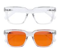 OPULIZE ERA Screen & Sleep Pack-Blue Light Glasses for Women & Men-Clear & Orange Lenses-Anti-Reflective & Anti-Glare-UV400 Protection-Oversized Frame(Pack 2 of with 2 Pouches)