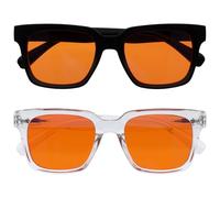 OPULIZE ERA Sleep & Recovery Glasses for Women & Men-Orange Lens-99.9% Blue Light Blocking-Anti-Reflective & Anti-Glare-UV400 Protection-Oversized Frame-Night Glasses(Pack 2 of with 2 Pouches)