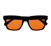 OPULIZE ERA Sunglasses - Orange Tinted Lens - Anti-reflective Anti-Glare UV400 Protection Lenses - Oversized Rectangular Frame - Spring Hinges - Black - Mens Womens