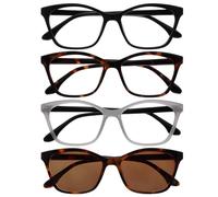 OPULIZE KAT Readers & Reading Sunglasses - 4-Pack - Cat-Eye Frame - Black, Brown, Grey, Brown - Men & Women - Spring Hinges - RRRR59-1272 - +2.00