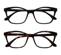 OPULIZE KAT Reading Glasses - 2-Pack - Cat-Eye Frame - Black, Brown - Men & Women - Spring Hinges - RR59-12 - +1.00