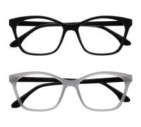 OPULIZE KAT Reading Glasses - 2-Pack - Cat-Eye Frame - Black, Grey - Men & Women - Spring Hinges - RR59-17 - +2.50