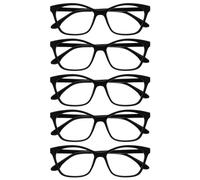 OPULIZE KAT Reading Glasses - 5-pack - Cat-Eye Frame - Black - Men & Women - Spring Hinges - RRRRR59-1 - +3.50