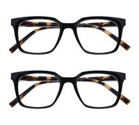 OPULIZE KOI Reading Glasses 2 Pack - Large Rectangular Frame - Black - Mens Womens - Spring Hinges - RR50-1 - +2.00