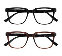 OPULIZE LEO Reading Glasses - 2 -Pack - Large Rectangular Frame - Black, Brown - Mens Womens - Spring Hinges - RR55-12 - +2.50