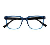 OPULIZE LEO Reading Glasses - Large Rectangular Frame - Blue - Black Arms - Mens Womens - Spring Hinges - R55-3 - +2.00